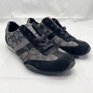 Coach Womens Sneakers Size 8 Kelson Black Gray Athletic Shoes Signature Logo